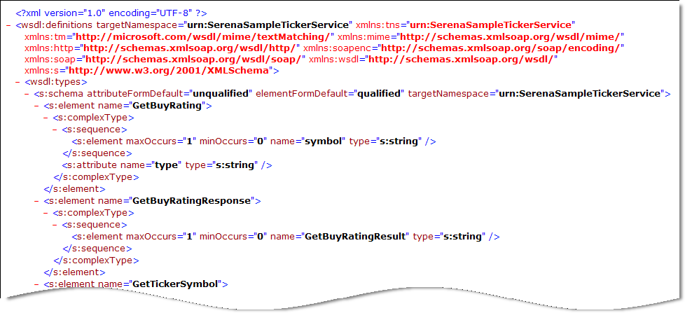 Snippet from WSDL file