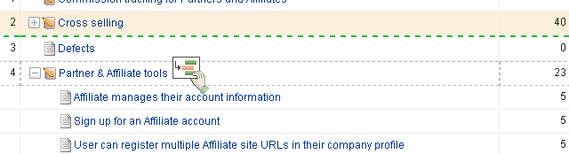 Re-ranking a work item in a backlog