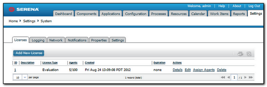Licenses Pane