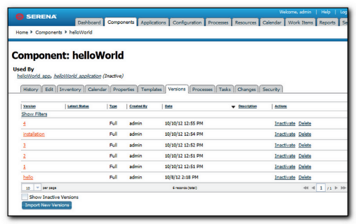 Component Version Pane