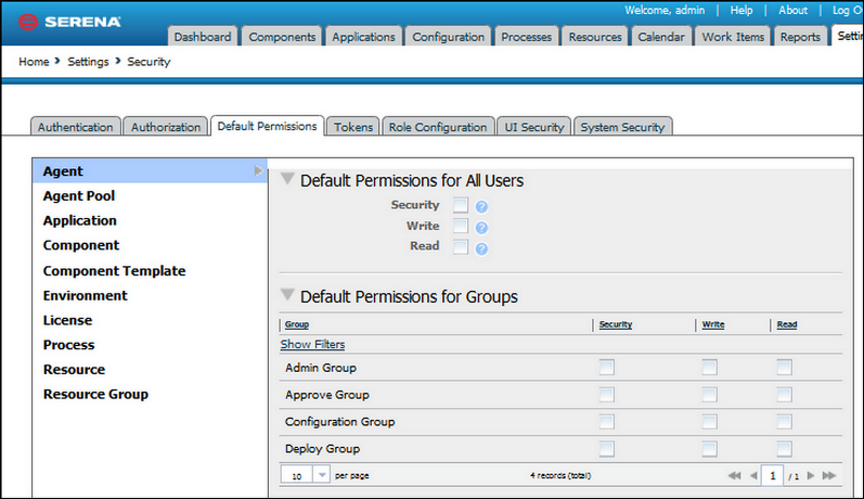 Default Permissions for Agent Area